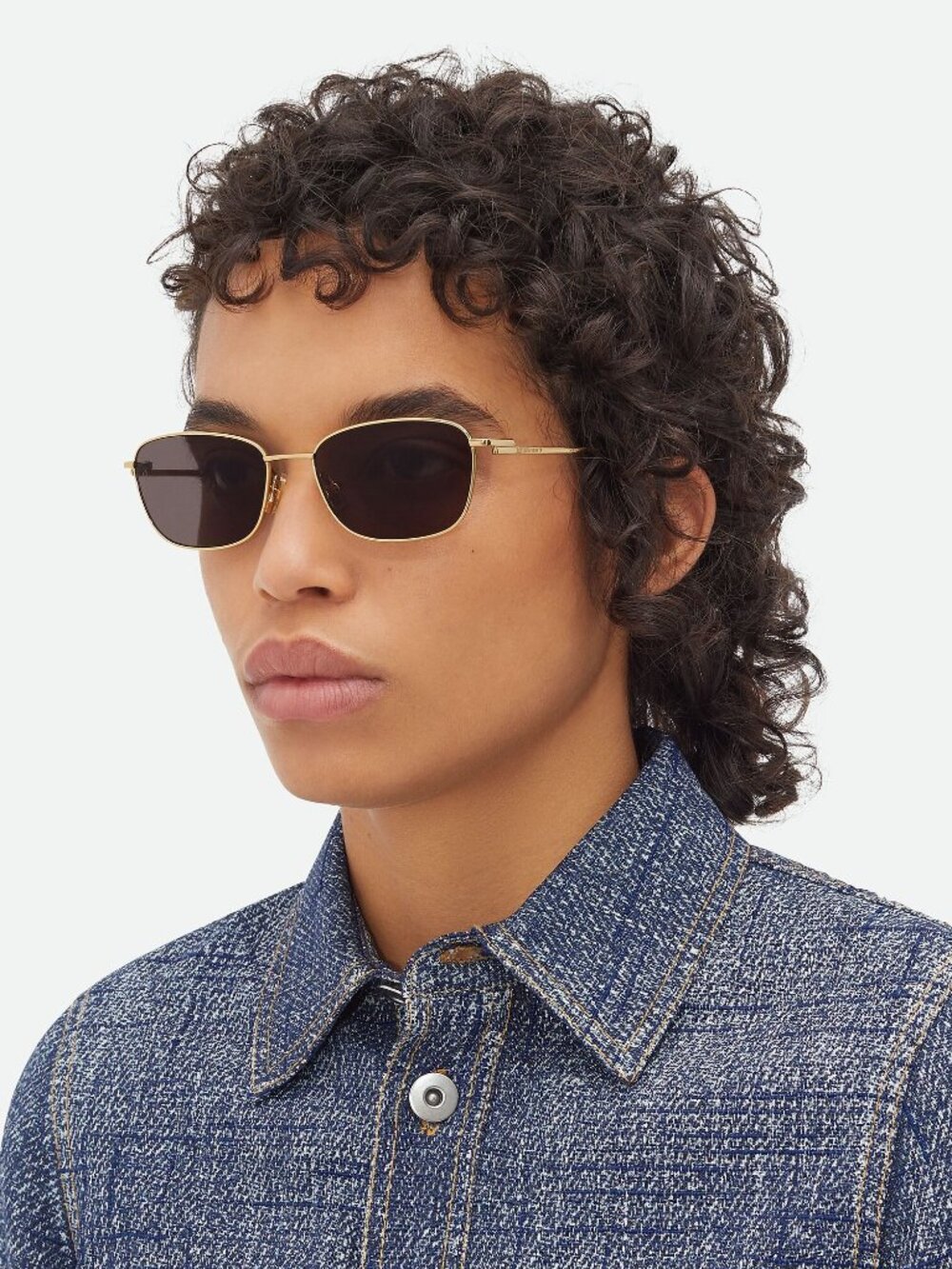 NEW BOTTEGA VENETA SUNGLASSES BV1300S 001 WOMEN GOLD EYEWEAR